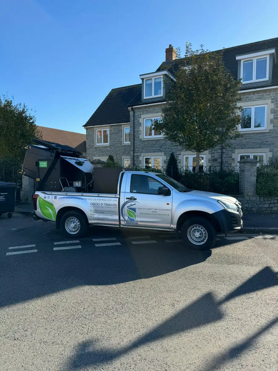 South West Bin Cleaning Co liveried pickup parked on a residential street