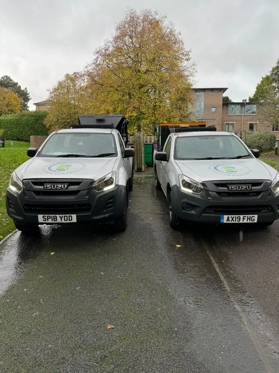 Two South West Bin Cleaning Co pickups ready for a day of cleaning work